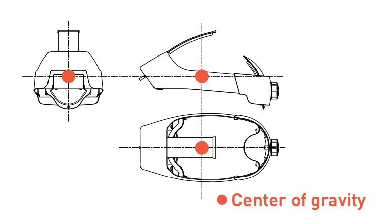 Comfort|Center of gravity is positioned as centrally as possible to reduce the feeling of weight.